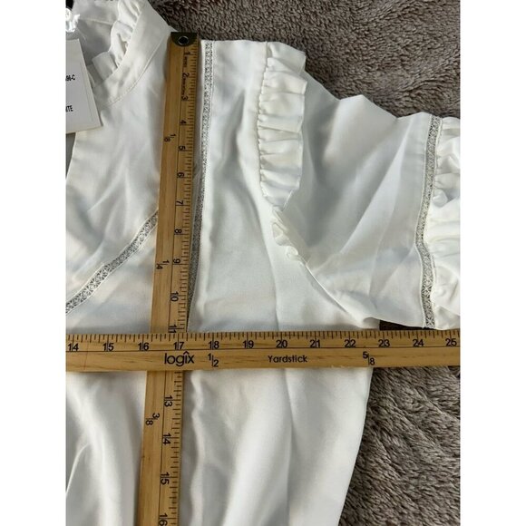 In The Style x Lorna Luxe ruffle trim blouse in white Size 20 New - Picture 8 of 16